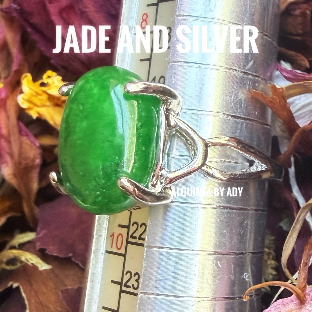 Alquimia Jade Green and Silver Ring